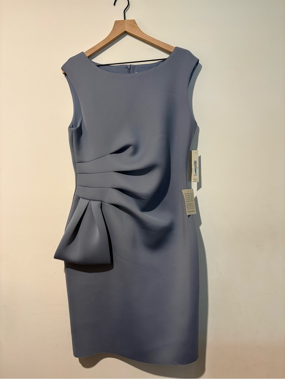 Eliza J Size 16 Blue Ruched Peplum Sheath Dress NWT